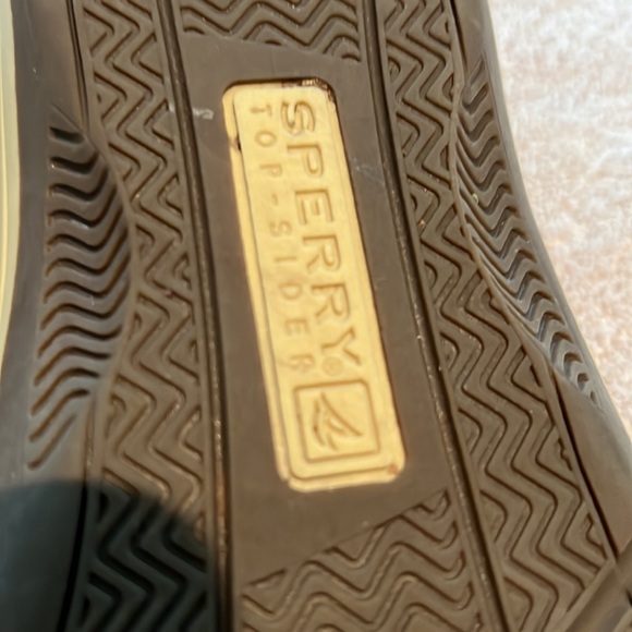 Mens Sperry Boat Shoes Size 10W Color: Tan Leather with Fabric insets - Picture 6 of 9